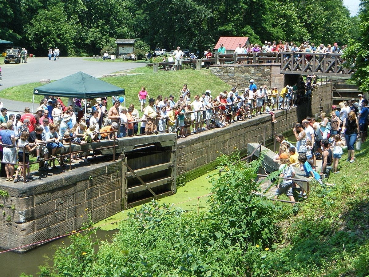 Lock opening demonstration at Canal Day on the Schuylkill Canal